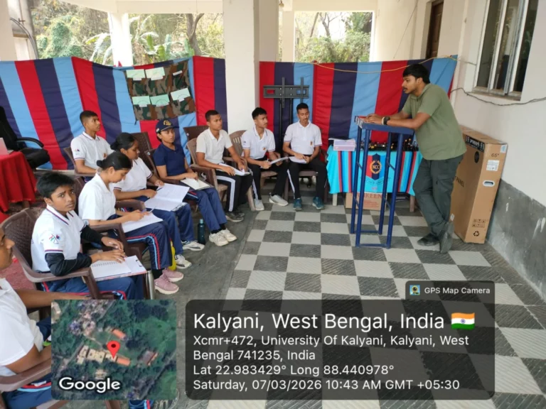 Instructor demonstrating to NCC cadets during the FPV training session at Kalyani