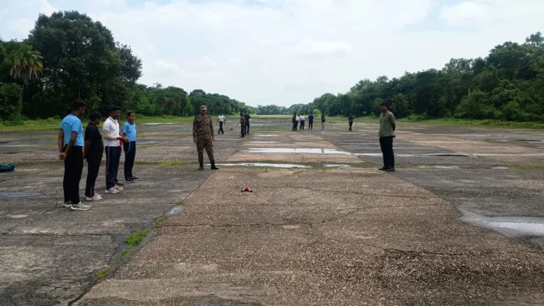 Participants gathered on the runway during the drone flying session